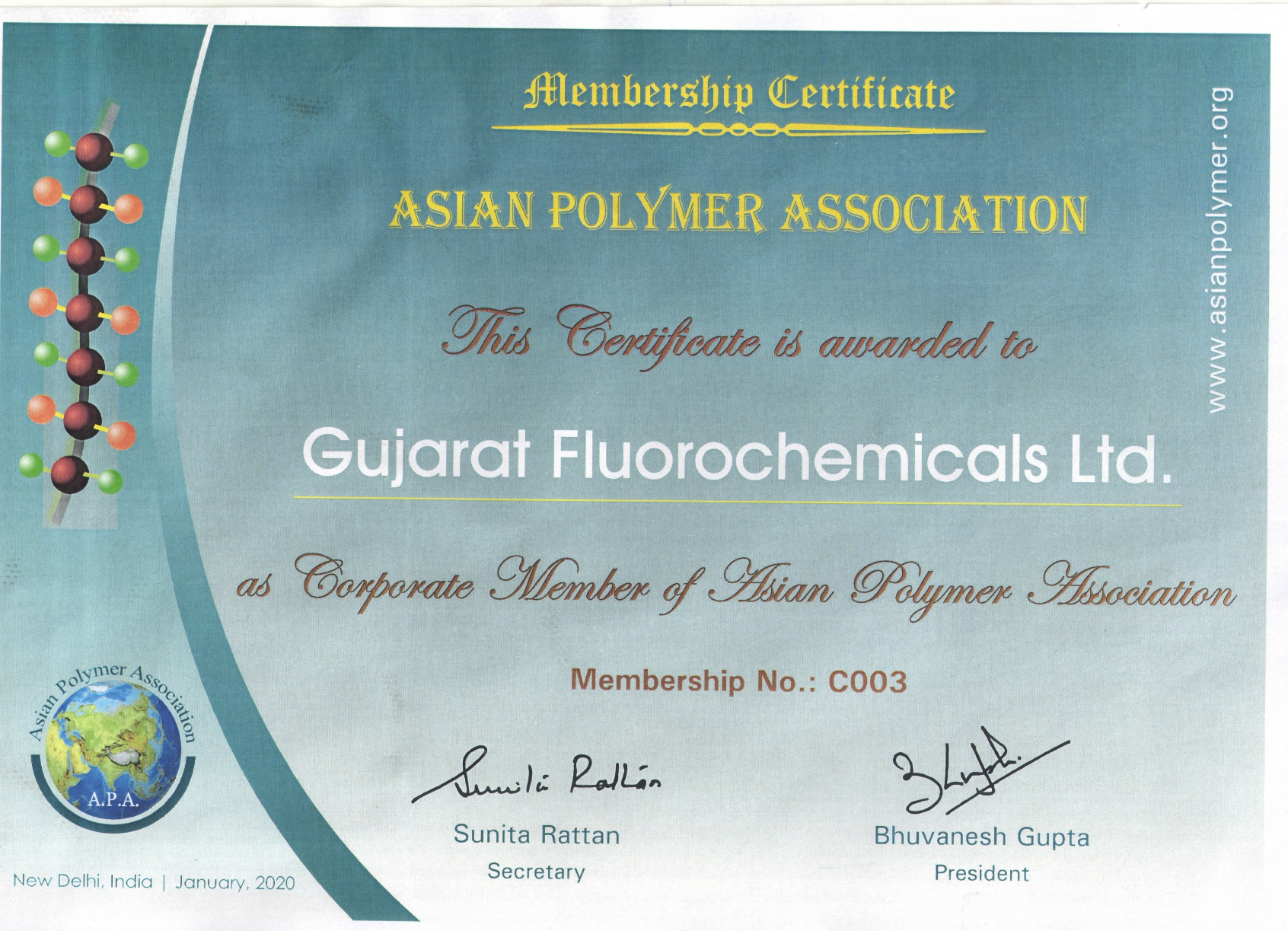 GFL Registration certificate